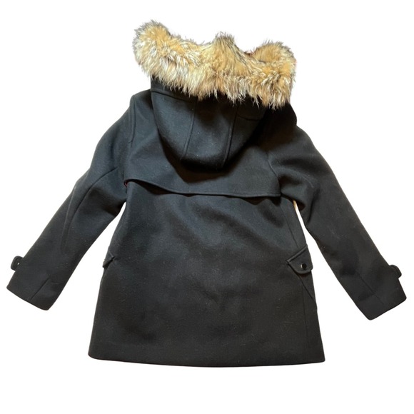 Trina Turk Parka Coat 8 Black Pink Bailey Wool Blend Duffle Coyote Fur Trim Hood - Picture 15 of 16